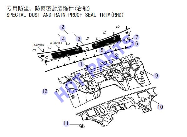 SPECIAL DUST AND RAIN PROOF SEAL TRIM(RHD)