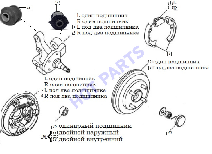 ЗАДНИЕ КОЛОДКИ БЕЗ ABS